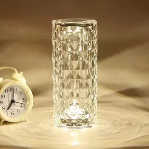 Crystal Bedside Lamp RGB 16-color Night Light,Touch Control Bedside Lamp, RGB LED Night Light, Bedside Lamp, Dimmable, USB Rechargeable,Perfect for Home Decor, Halloween, Christmas, Office Desk, Camping, Parties, Etc