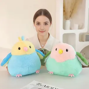 Cute Soft Colorful Bunny Fur Parrot Plush Toy, Creative Bird Doll Gift, Home Party Birthday Decoration, Adorable Parrot Stuffed Animal