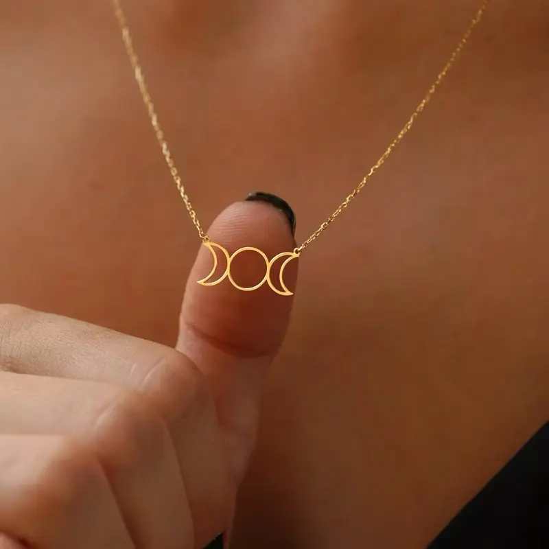 Triple Moon Goddess Hecate--=%2=- Necklace=%2=-- Women Stainless Steel Witch Knot Chain Jewelry-- =%2=----=%2=- necklace=%2=-- minimalist Gift hip hop gold necklace two toned creative holidaygift t christmas aquarium wisteria fairy core book lover color