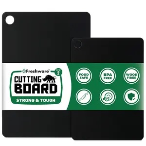 Freshware Wood Fiber Cutting Board Set of 2 – Black, Medium 12” x 9” & Large 15” x 11.25”, Dishwasher Safe