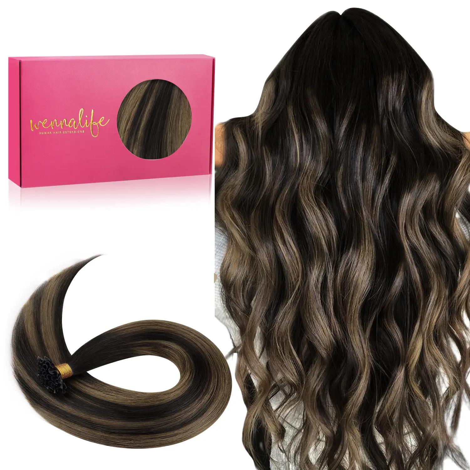 WENNALIFE U Tip Hair Extensions Real Human Hair 50g 50s 14in-24in Light Blonde Highlighted Golden Blonde Remy Hair Invisible Straight Keratin Bond Hot Fusion Hair summer hair extensions #sohochic