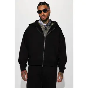 Tyson Oversized Heavyweight Zip Up - Black