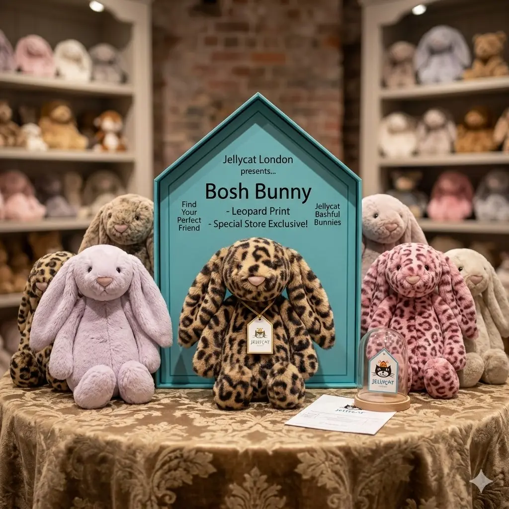 Jellycat Cobblehop Bunny Ruby Leopard Plush with Dust Bag, Rare Spotted Bunny Stuffed Animal, Collector Gift, NWT US Stock