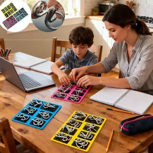 24pcs Metal Montessori Puzzle Solving Metal Wire Puzzle Pieces Solution Set 5.9''×7.08" Brain Teaser Wire Puzzle Chain Logic Educational Game Challenges Stress Relief Toys Thanksgiving Holiday Gift Ideas For Kids Men's Valentine Gifts