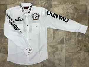 Men's OV Fashion Casual Menswear Top - White with Black Sleeves Shirt