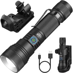 UltraFire UF2 Tactical Flashlight with Holster, 1500 Lumen High Brightness, Duty Belt Flashlight, 5 Modes Zoomable, Police / Outdoor / Tactical Flashlight