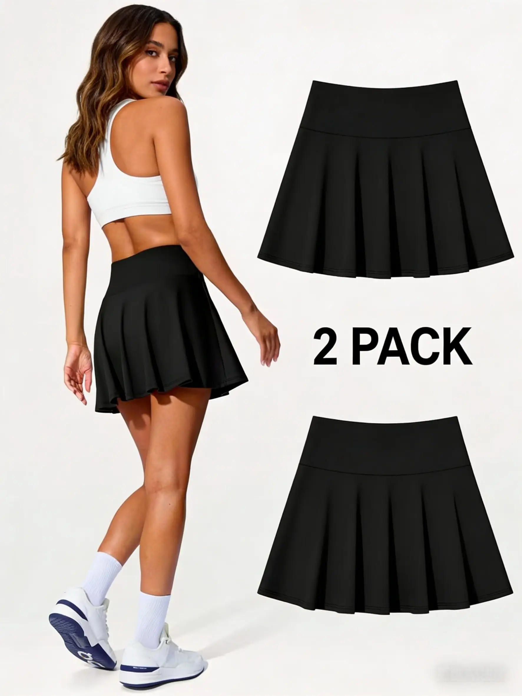 2PACK Women's tennis skirt, pleated sports skirt with pockets and shorts, high-waisted golf skirt casual sport skort summerwins tiktokshopbacktoschool
