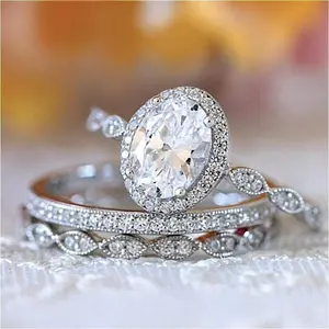 3 Piece Set Stacked Commitment Ring Set Couple Rings Engagement Wedding Eternal Rings Daily Casual Accessories For Parties Banquets Valentine's Day Mother's Day Christmas Gifts