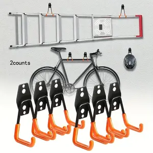 Heavy-Duty Dual-Color Metal Tool Hooks, Rustproof Sturdy Hooks, Wall-Mounted Garage Organizer for Ladders & Bikes, Rust-Resistant, Sturdy Construction