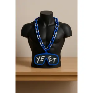 Jey Uso Yeet Glasses Inpired WWE Wrestling Necklace Chain 15" Raised Letters
