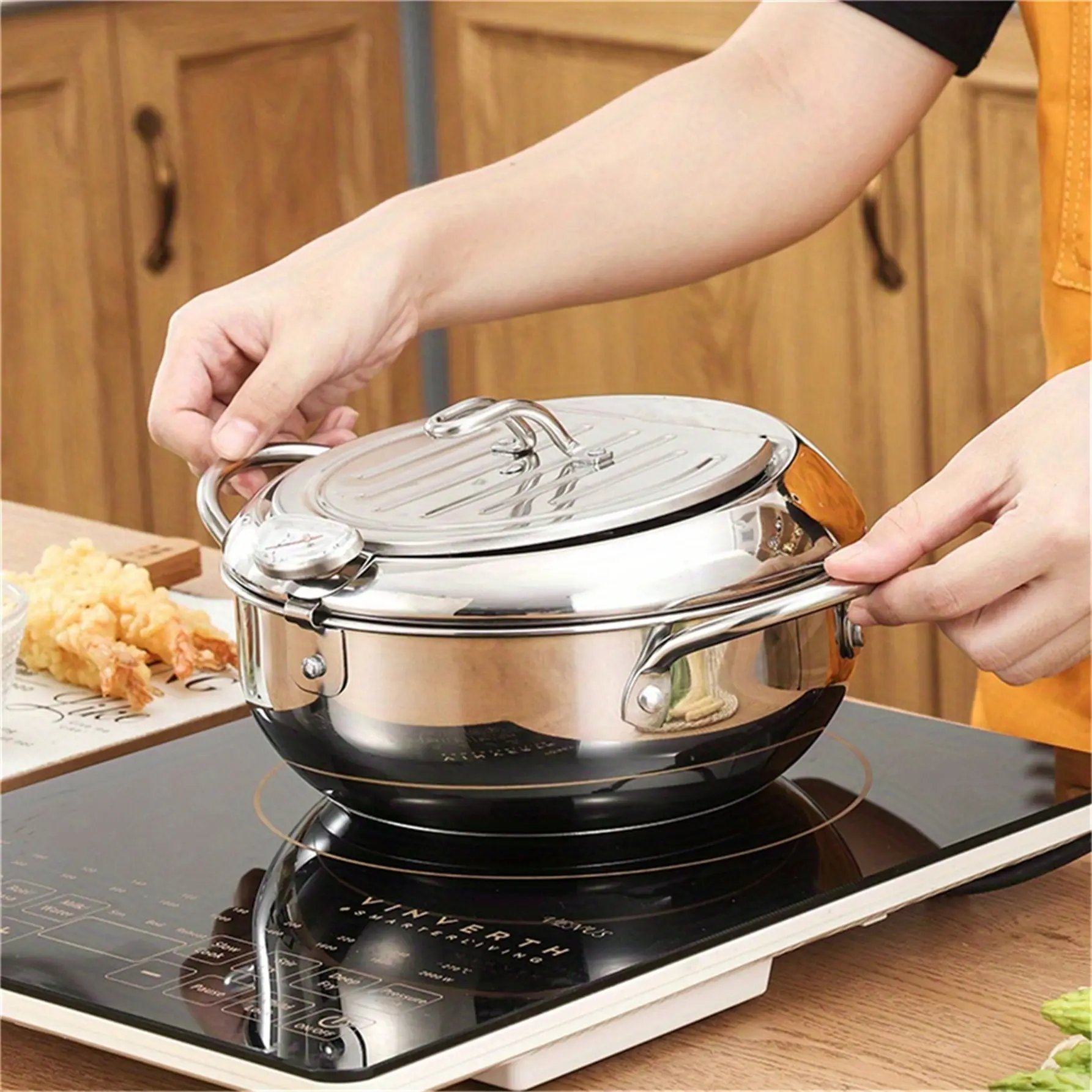 Stainless Steel Tempura Fryer for Home & Commercial Use, Durable Deep Fryer Pot for Frying Fish, Vegetables, Shrimps & More