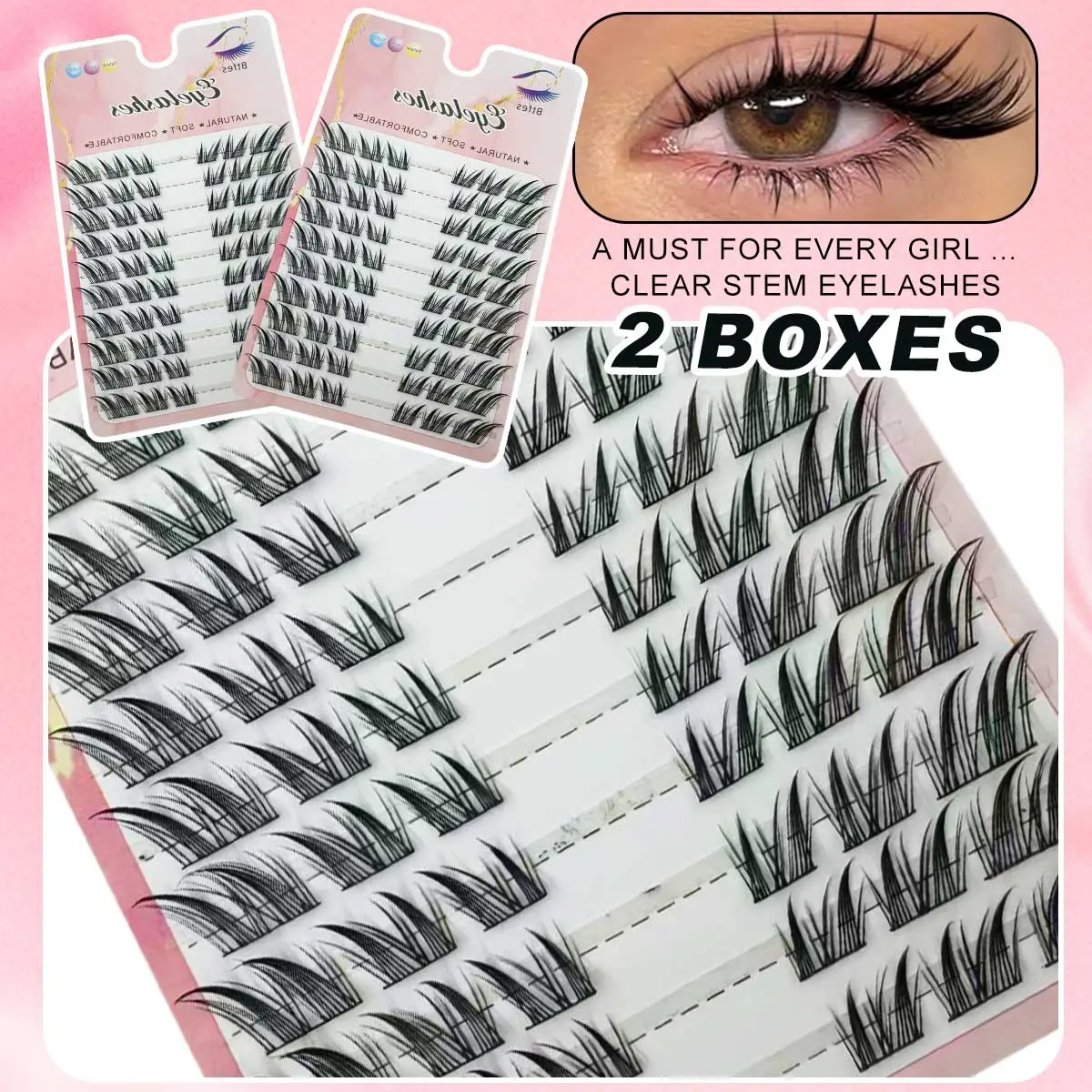 Two Boxes 120pcs Fox Eyelash C Curly Faux Mink Eyelash Expansion, Natural Appearance And Soft Cat Fox Styles Eyelashes, False Eyelashes Clusters, Voluminous False Eyelashes, Individual Eyelashes, Fake Lashes, Volume Lashes, Eyelash Extensions