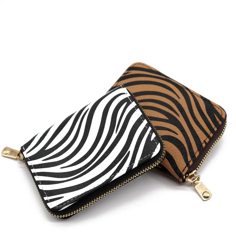 Leopard Print Wallet for Women Mini Slim Short Cheetah Coin Purse Zipper Credit Card Holder