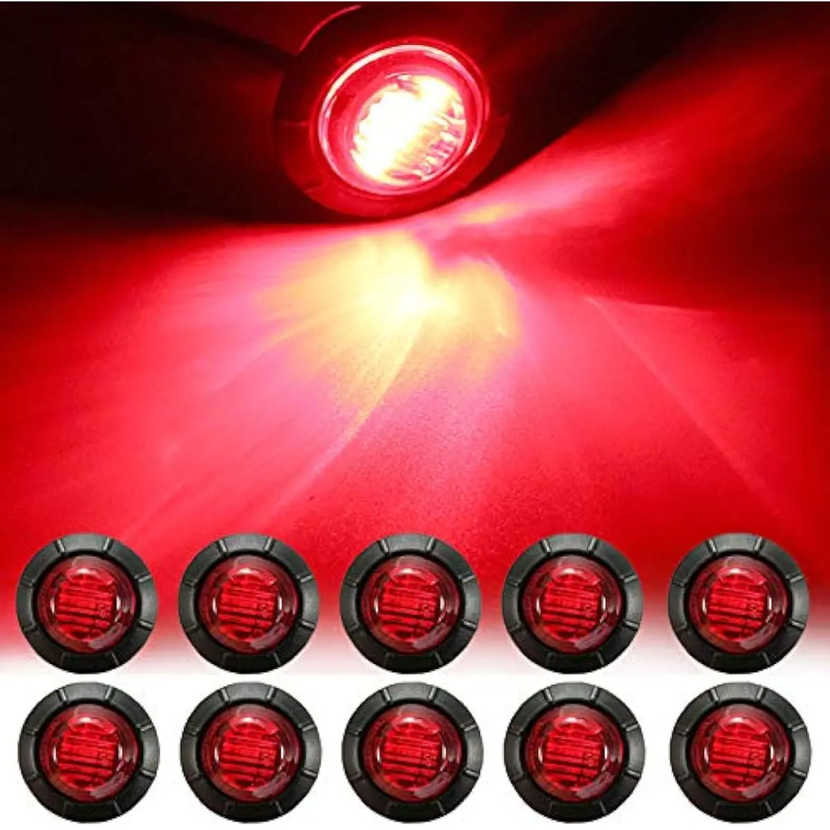 10 Pcs 3/4in Round LED Signal Light Bulbs - Brake Stop, Turn Signal, Rear Tail Lights for Universal Trucks, Cars (Mini Sized Products)