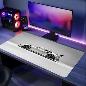 Tech-Inspired Performance Car Large Extended Gaming Mouse Pad, Optimized, Non-Slip Rubber Base Stitched Lock Edge Desk Mat, White Supercar Design Desk Pad, Durable Computer Accessory for Home Office & Gaming Setup, Gift for Gamers & Luxury Car Fans