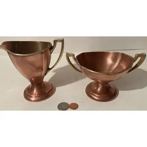 2 Vintage Copper and Brass Metal Containers, Sugar, Crea, Manning Bowman Co., Quality, Heavy Duty, Made in USA, Kitchen Decor