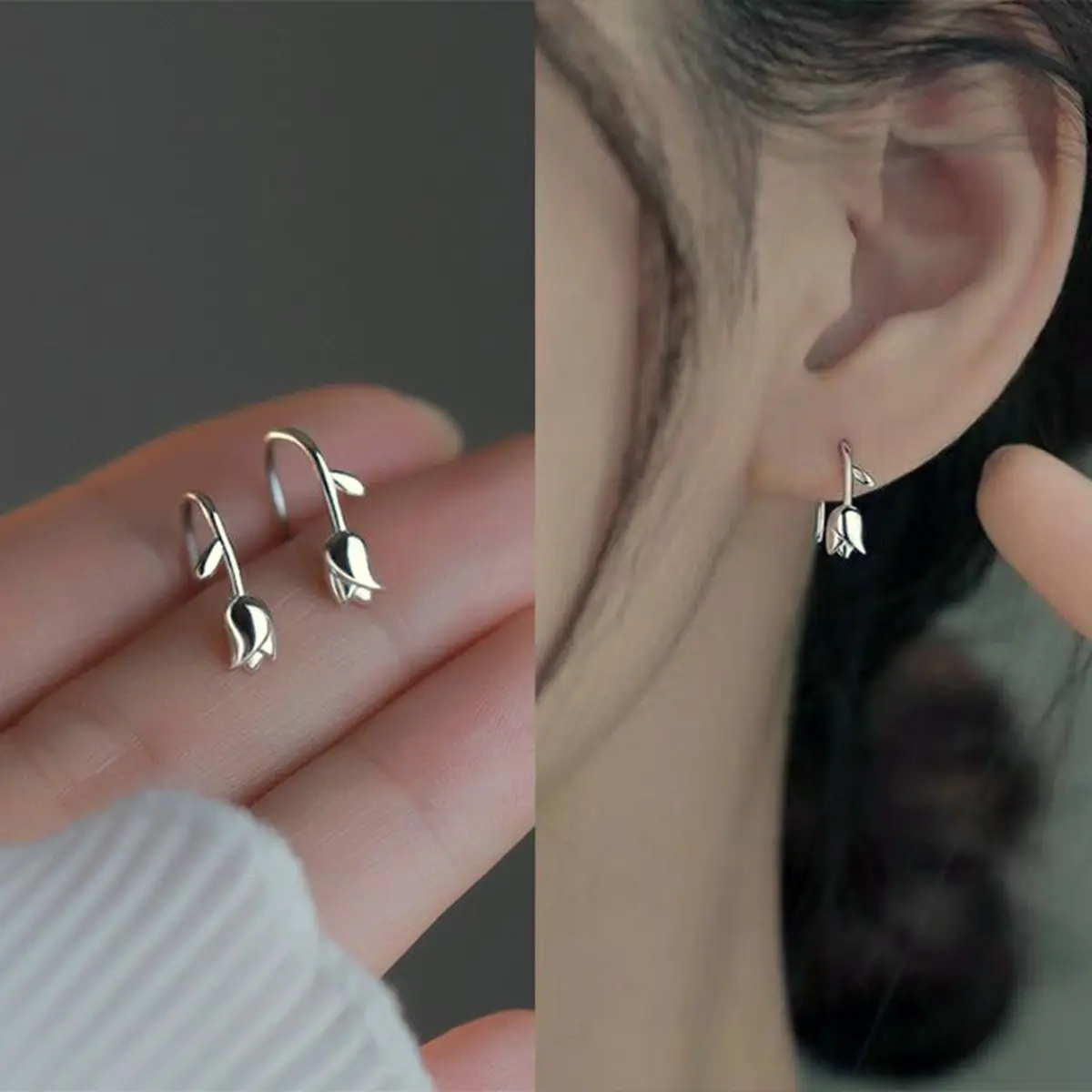 [Summer New Product Offer] Elegant Durable Tarnish-Resistant Tulip Artificial Gemstone Earrings, Sweet Cute Niche Flower Jewelry, Simple Versatile Summer Gift for Women, Resistant To Tarnishing