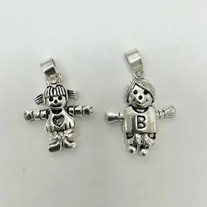 Sterling Silver 925 Girl Boy Moving Pendant Charm