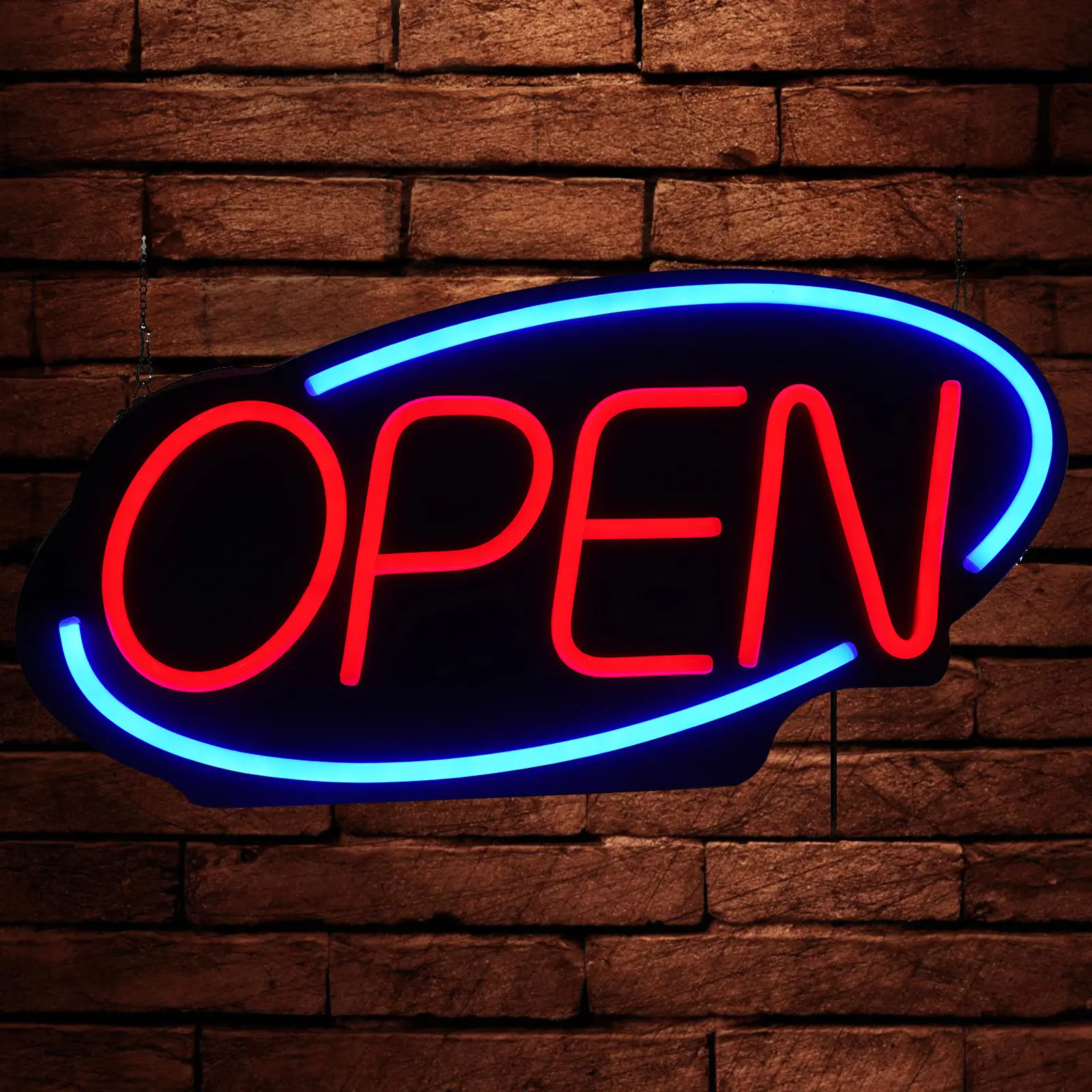 24" Horizontal LED Lighted Open Sign, Decorative Lights with Bright Illumination for Fraternity House Window Decor, Decorative Neon Light, Home Decor Lighting