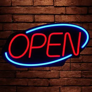 24" Horizontal LED Lighted Open Sign, Decorative Lights with Bright Illumination for Fraternity House Window Decor, Decorative Neon Light, Home Decor Lighting