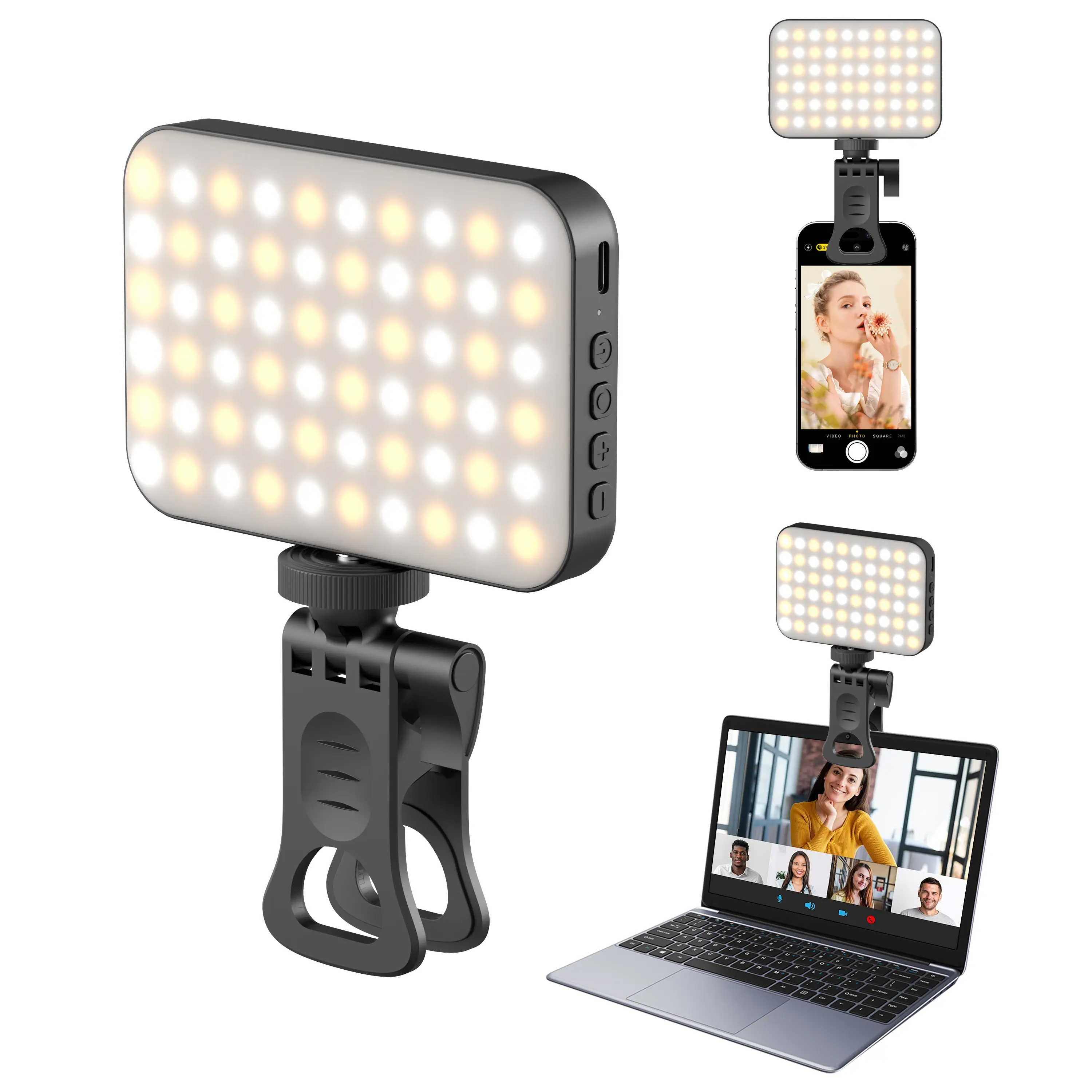 Rechargeable Selfie Light &  Phone LED Light with Adjustable Brightness, Perfect for Selfies, Makeup,Live Streaming & Video Conferencing