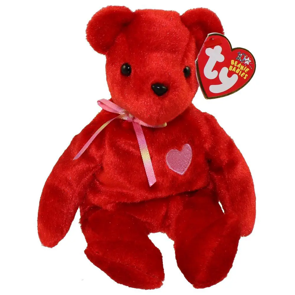 TY Beanie Baby - KISS-e the Old Face Valentines Day Bear (Internet Exclusive) (8 inch) (2002) MWMTs