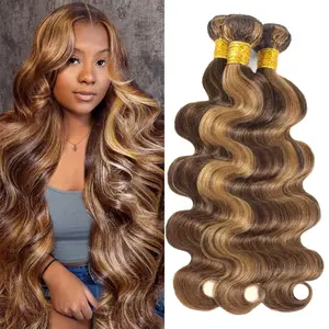 Odbe Hair 30 Inch 4/27 Highlight Bundles Honey Blonde Body Wave 12A Brazilian  Virgin Human Hair Bundles  Real Human Hair Extensions Weft