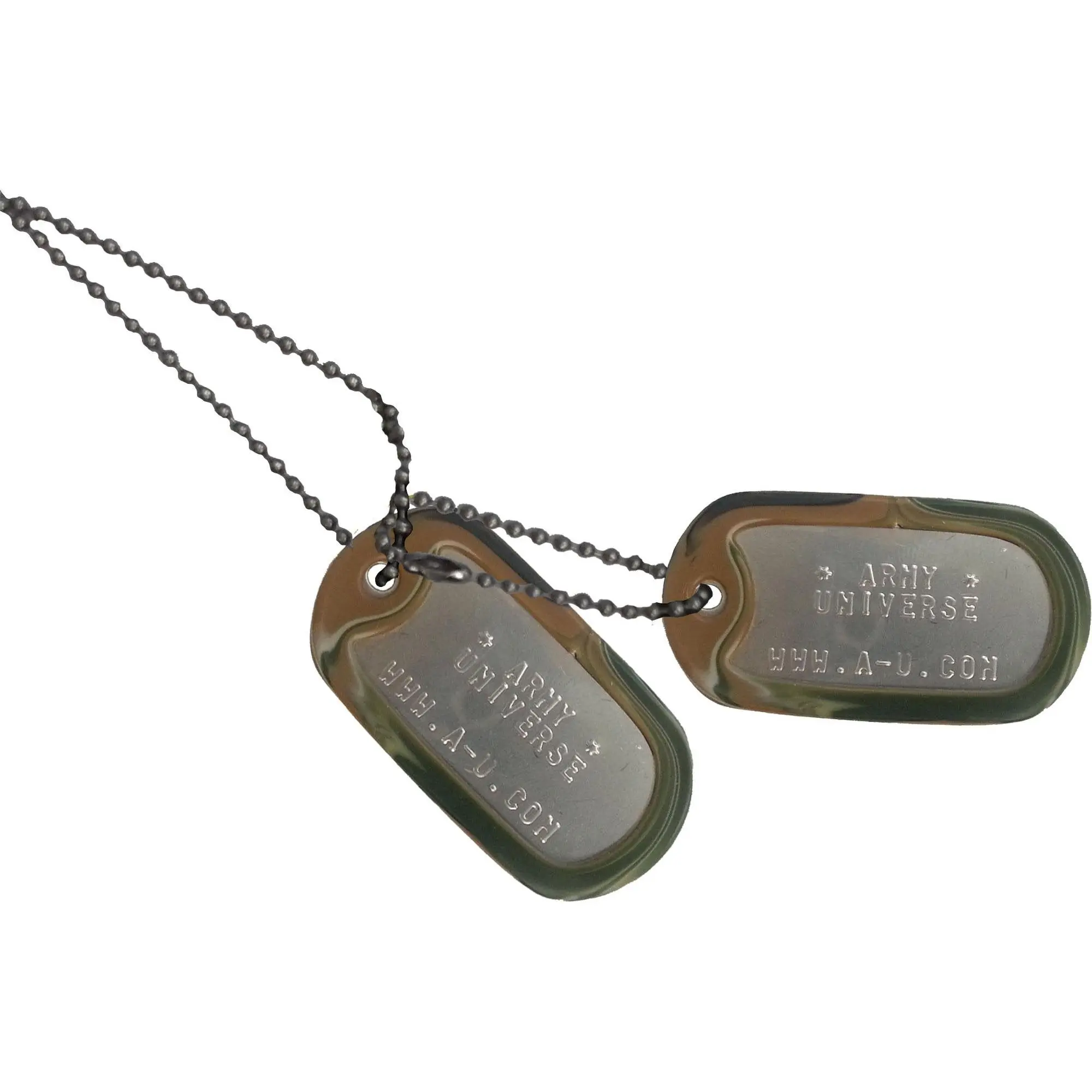 US Military Look Dog Collar Set - Stainless Steel Matte Metal ID Collar with 2 Chains, 2 Silencers, Replacement Options for Pet Medical Records