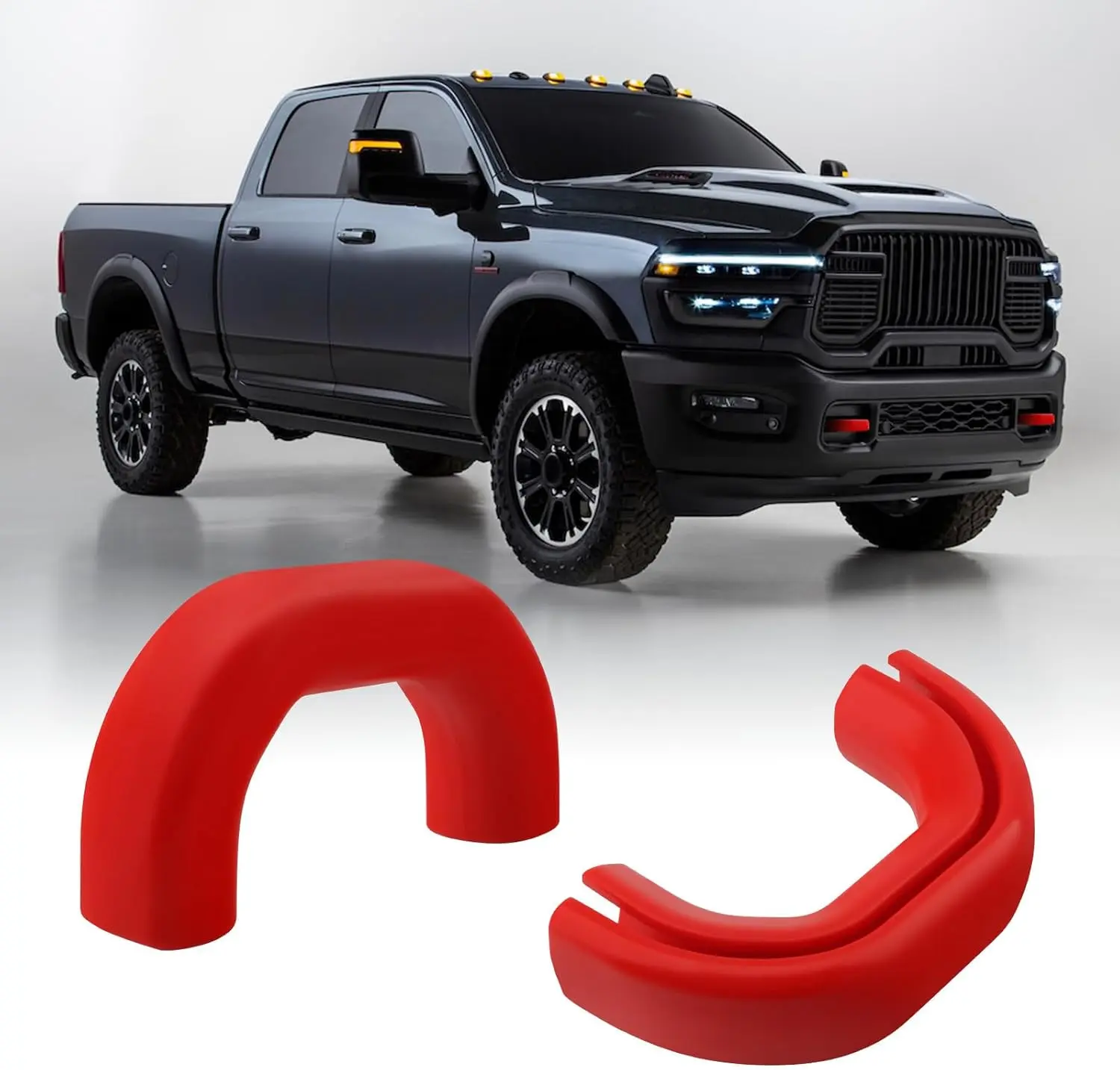 Red Front Tow Hook Covers - Customized Hitch Covers for RAM 2500/3500 (2019-2026) Towing Needs, Automotive Vehicle Accessories for Aftermarket, Semi, Western Pickup Trucks,summerwins