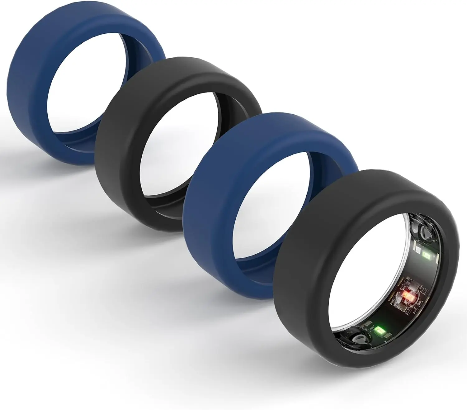 4-Pack Protector Compatible for Oura Ring 4/Ring Gen 3 /ULTRAHUMAN Ring AIR, Case Finger Wrapper Woking out Women Men(Black*2+Blue*2, S for 5/6/7/8/9/10)