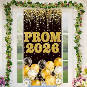 【graduation2026】Ball Decoration Graduation Door Set Congratulations Graduation Photo Background Black and Gold Ball 2026 Family Classroom Party Decoration and Supplies 180x90cm