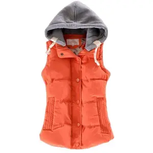 2025 Woman Warm Down Vests Female Thick Vest Women Removable Hooded Doudoune Abajo Waistcoat Parkas