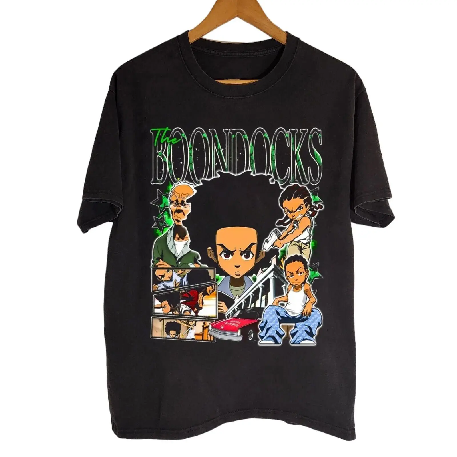 The Boondocks Vintage Urban Graphic T Shirt Street Culture Fan Gift Collection HY5799