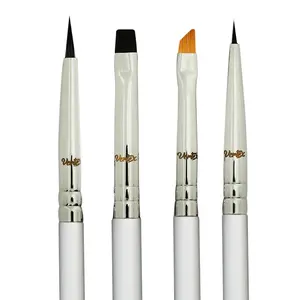 Eyeliner Brush Fine Angled Set - For Liquid Gel Liner Applicator Bent Stencils Thin Pencil Pen Real Small Sharpener Angle Wing Tips Firm Makeup Brushes Black Stamp Winged Kit Flat Waterproof Cat Eye