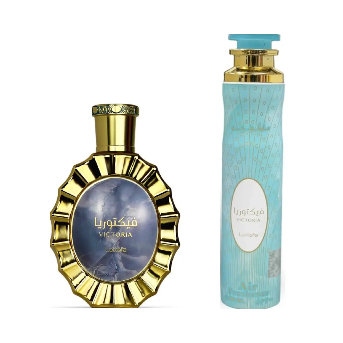Lattafa VICTORIA + VICTORIA Scented Aromatic Floral Spray Air Freshener, 2-Pack Bundle with Bright Lemon & Vanilla Citrus Fragrance