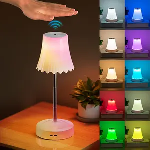 Smart Table Lamp with Gesture Sensor Control,Rechargeable Night Light with RGB & Dimming, 13-30CM Height Adjustable Desk Lights,Suitable for Party, Bedroom, Living Room, Bar Cabinet