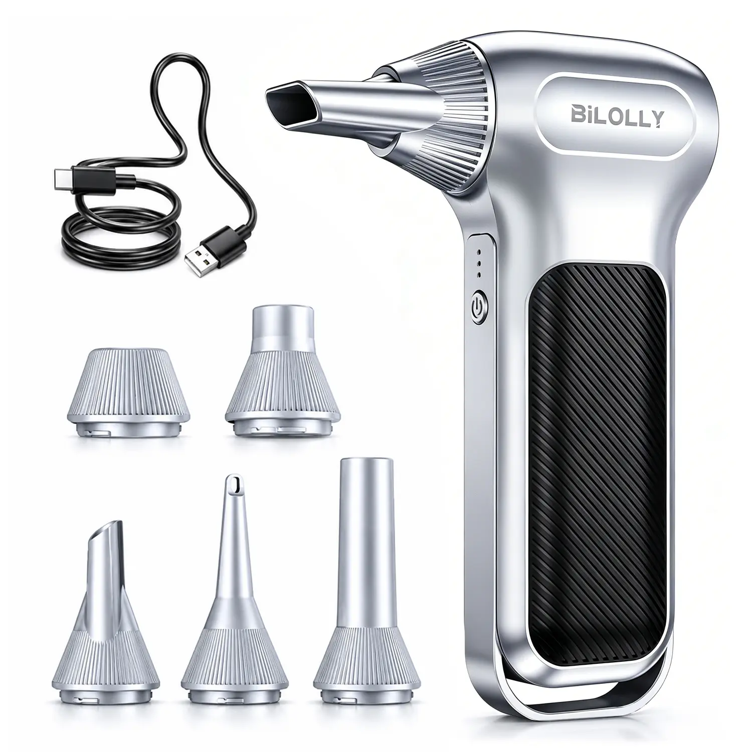 Electric Air Duster, Cordless Rechargeable Air Blower, Turbo Fan Mini Blower with 5 Nozzles, Compressed Air Duster Alternative for Keyboard, Computer, Car, Office & Home