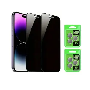 Full coverage screen protector suitable for iPhone 17 16 15 14 13 12 11 Pro Max 6.7 inches, anti spy tempered glass film, edge to edge protective case friendly, 2+2-piece set with lens film