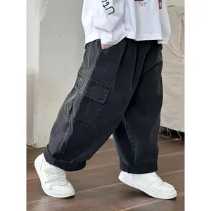 (New)Boys' Cargo Pants with Utility Pockets - Loose-Fit Pants, Beltless Design & Full-Length for, Outdoor Play, Casual Attire - Machine Washable ' Casual Trousers (Spring/Autumn)(Gift)11