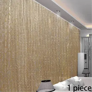1pc Glitter Door Curtain, 1 Count Champagne Silver Silk Door Curtain, Sparkling Line Door Curtain, Home Decoration for Living Room Bedroom Hotel