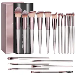 Set 18 Pcs Makeup Brush Premium Synthetic Foundation Powder Concealers Eye shadows Blush Makeup Brushes with black case
