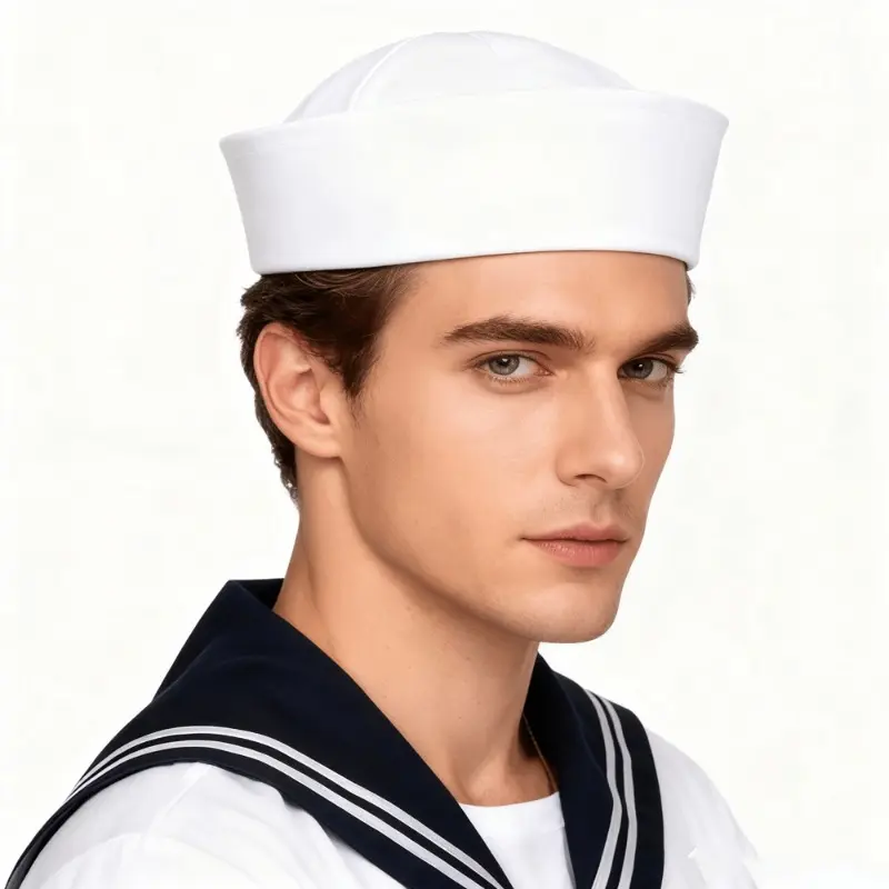 Nautical Captain Hat - White Sailor with Classic Yachting Style, Maritime Costume Prop Accessory for Cosplay, Role-Play & Themed Parties (Durable & Easy Wear)