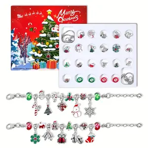 Christmas Bracelet Making Kit, DIY Jewelry Craft Set, 24 Days Countdown Advent Calendar Gift, Creative Holiday Surprise for Kids & Adults