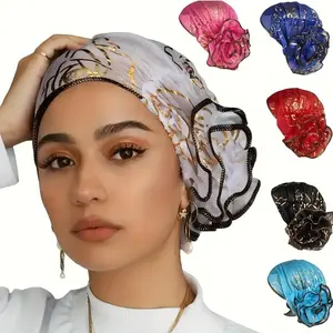 Women's 6 Pack Pre-Tied Headscarf Beanie Easy Wear Head Scarves，Thin Versatile Head Wrap Muslim Sleep Turban Caps for Comfortable Styling