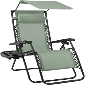 Best Choice Products 30” Extra Wide Folding Zero Gravity Patio Lounge Chair w/Adjustable Canopy Shade
