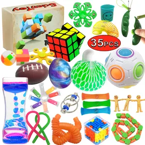 Scientoy Fidget Toy Set, 35 Pcs Sensory Toy for ADD, OCD, Autistic Children, Adults, Anxiety Autism to Stress Relief and Anti Anxiety with Motion Timer, Perfect for Classroom Reward with Gift Box