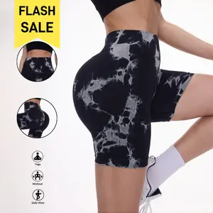 3 Pack Women's High Waist Biker Shorts, Butt Lifting Tummy Control Yoga Shorts, 4 Way Stretch Seamless Tie Dye Workout Shorts for Gym Running Daily Wear - TCVC