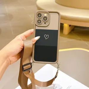 Convenient Lanyard Phone Case Cover with Adjustable Strap and Crossbody Shoulder Strap, Heart, Tpu Anti-Drop Protection for iPhone Accessories