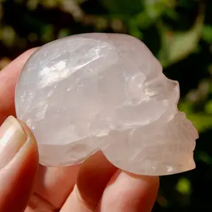 2" STAR Rose Quartz Crystal Skull Realistic Chatoyant Cats Eye