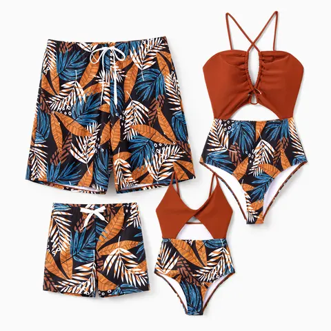 PatPat Couple's Matching 2-Piece Clothing Sets - Women's Quick Top+Bottom, Repro-Free Summer Beach Sports Outdoor Swimwear (Bikini Top + Shorts)